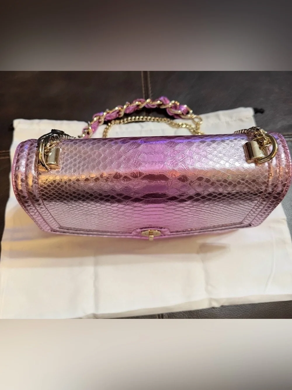 Brahmin Rosalie Rose Water Akoni Crossbody - metallic pink